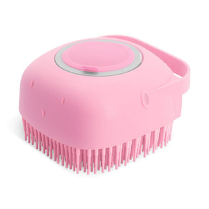 2-in-1 Pet Bath Brush with Shampoo Dispenser – Soft Silicone Dog & Cat Massager for Bathing & Grooming Short Hair