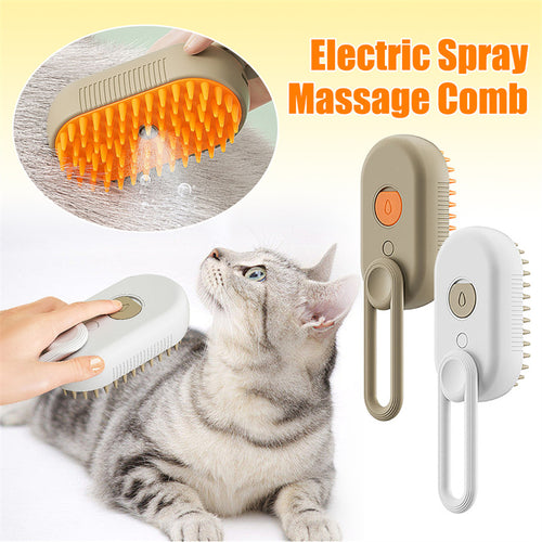 3-in-1 Electric Steam Pet Grooming Brush – Anti-Static Hair Removal & Massage Comb for Cats & Dogs