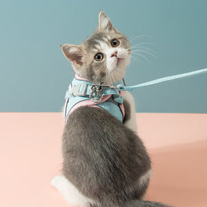 Escape-Proof Cat Harness and Leash Set – Reflective Breathable Chest Strap for Cats & Small Dogs | Adjustable Deerskin Velvet Vest