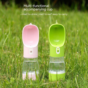 Portable Dog Water Bottle & Food Cup – 2-in-1 Outdoor Pet Travel Bottle | Leak-Proof ABS Travel Feeder